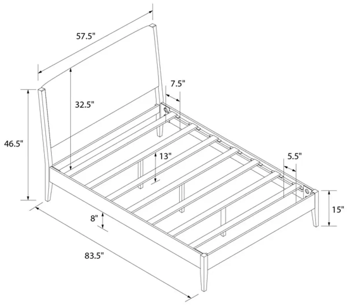 Dacin  Wood and Upholstered Platform Bed