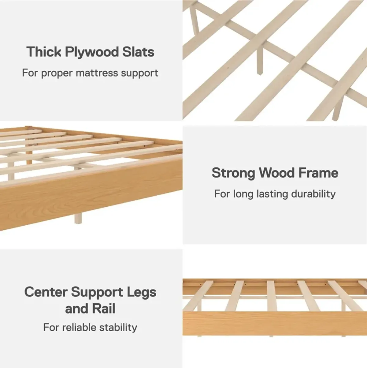 Dacin  Wood and Upholstered Platform Bed