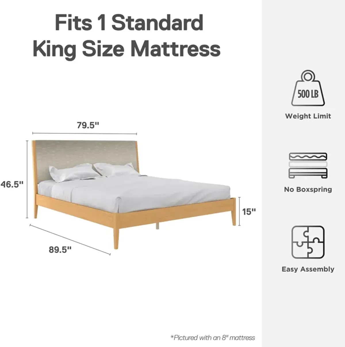 Dacin  Wood and Upholstered Platform Bed