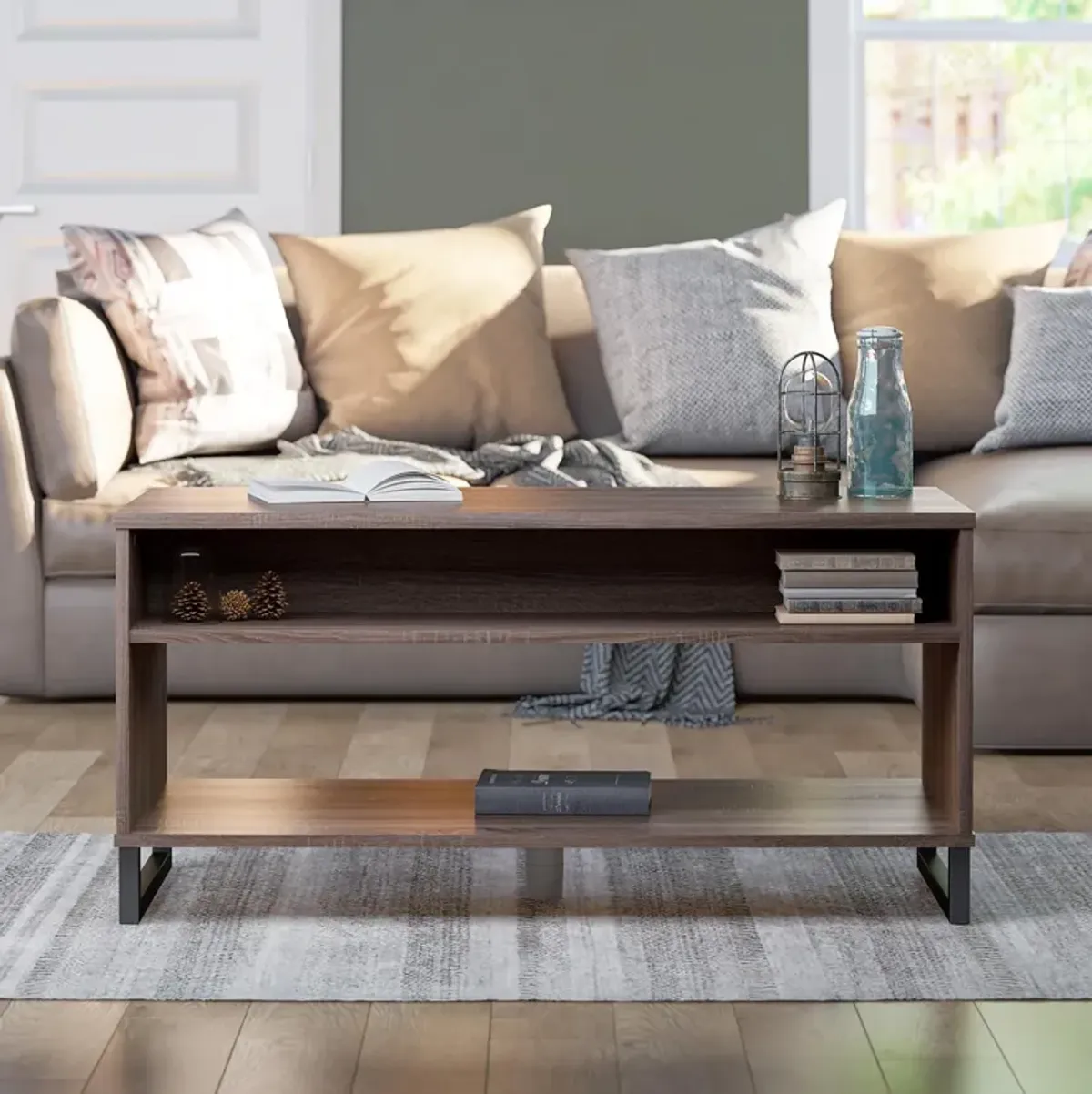 Coffee Table with 2 Shelves