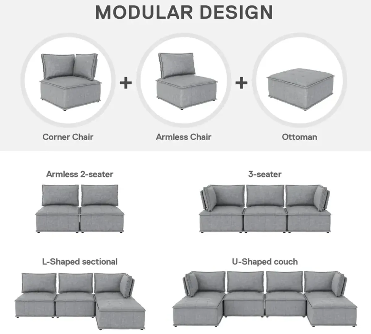 Darcy Armless Chair for Modular Sectional Sofa