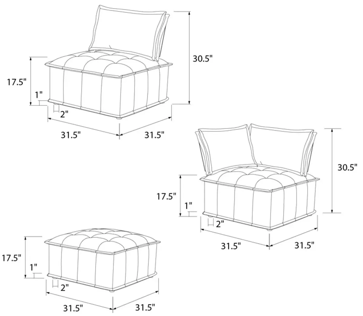 Darcy Armless Chair for Modular Sectional Sofa