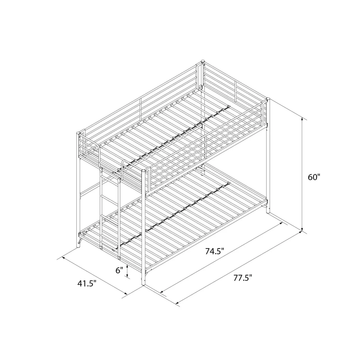 BrEZ Build Collection Easy Assembly Kids Metal Bunk Bed