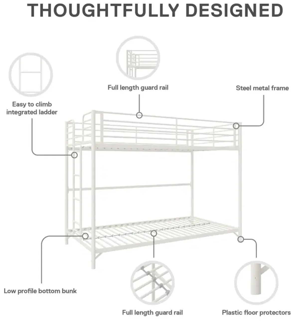 BrEZ Build Collection Easy Assembly Kids Metal Bunk Bed