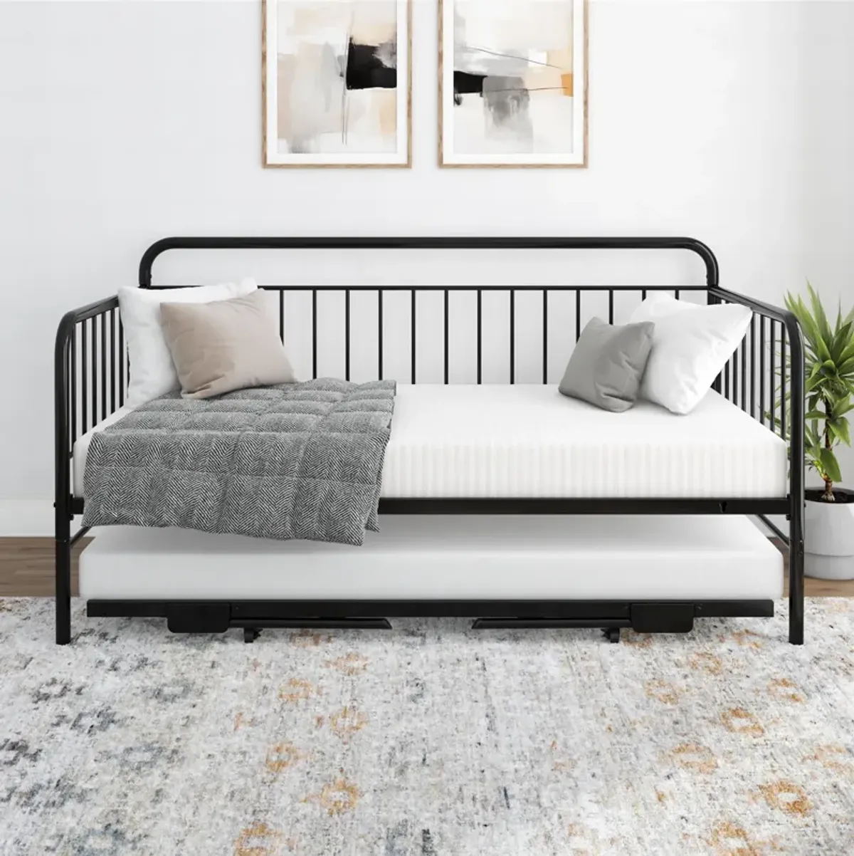 Oddny Metal Daybed with Pop Up Trundle Bed