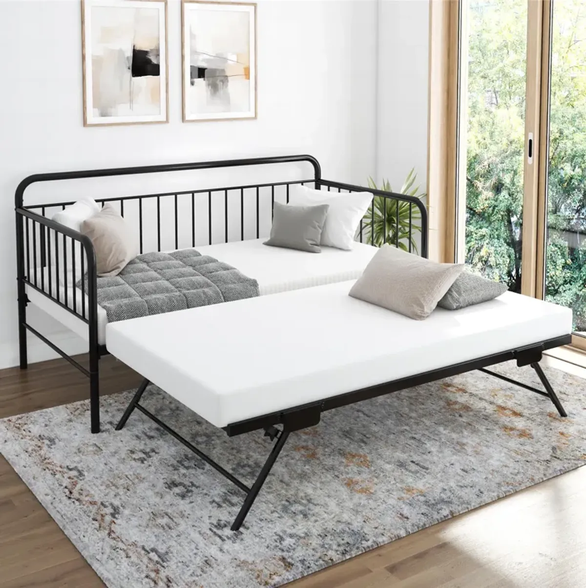 Oddny Metal Daybed with Pop Up Trundle Bed