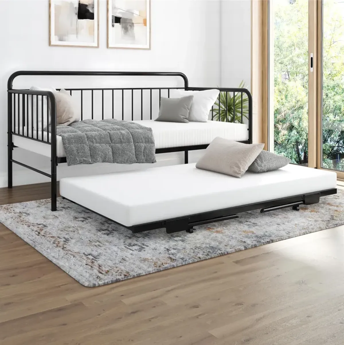 Oddny Metal Daybed with Pop Up Trundle Bed