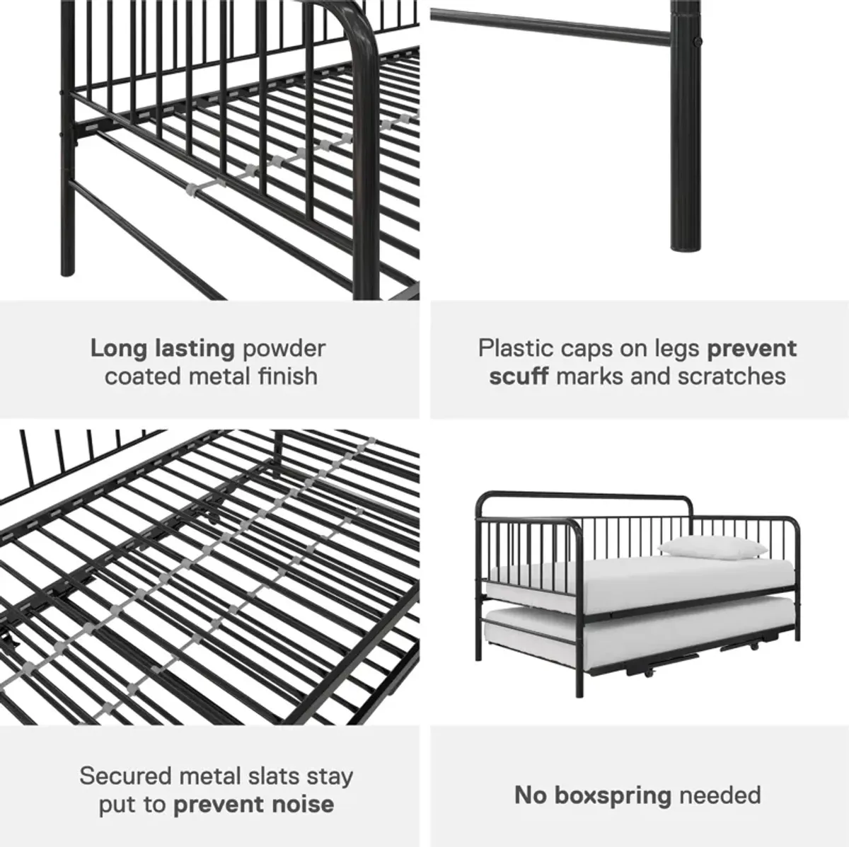 Oddny Metal Daybed with Pop Up Trundle Bed