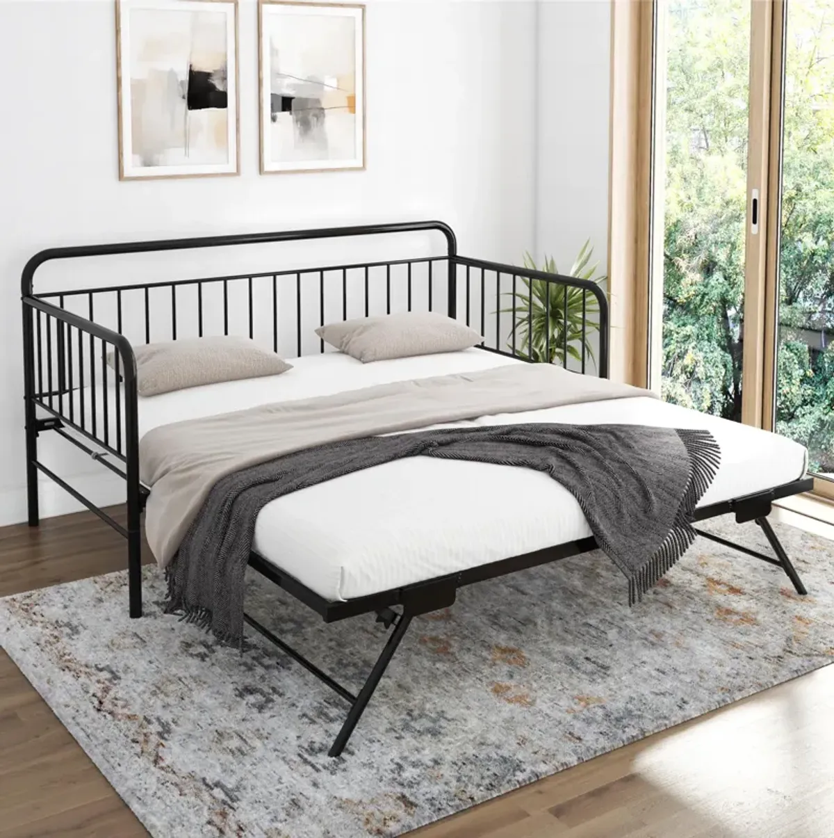 Oddny Metal Daybed with Pop Up Trundle Bed