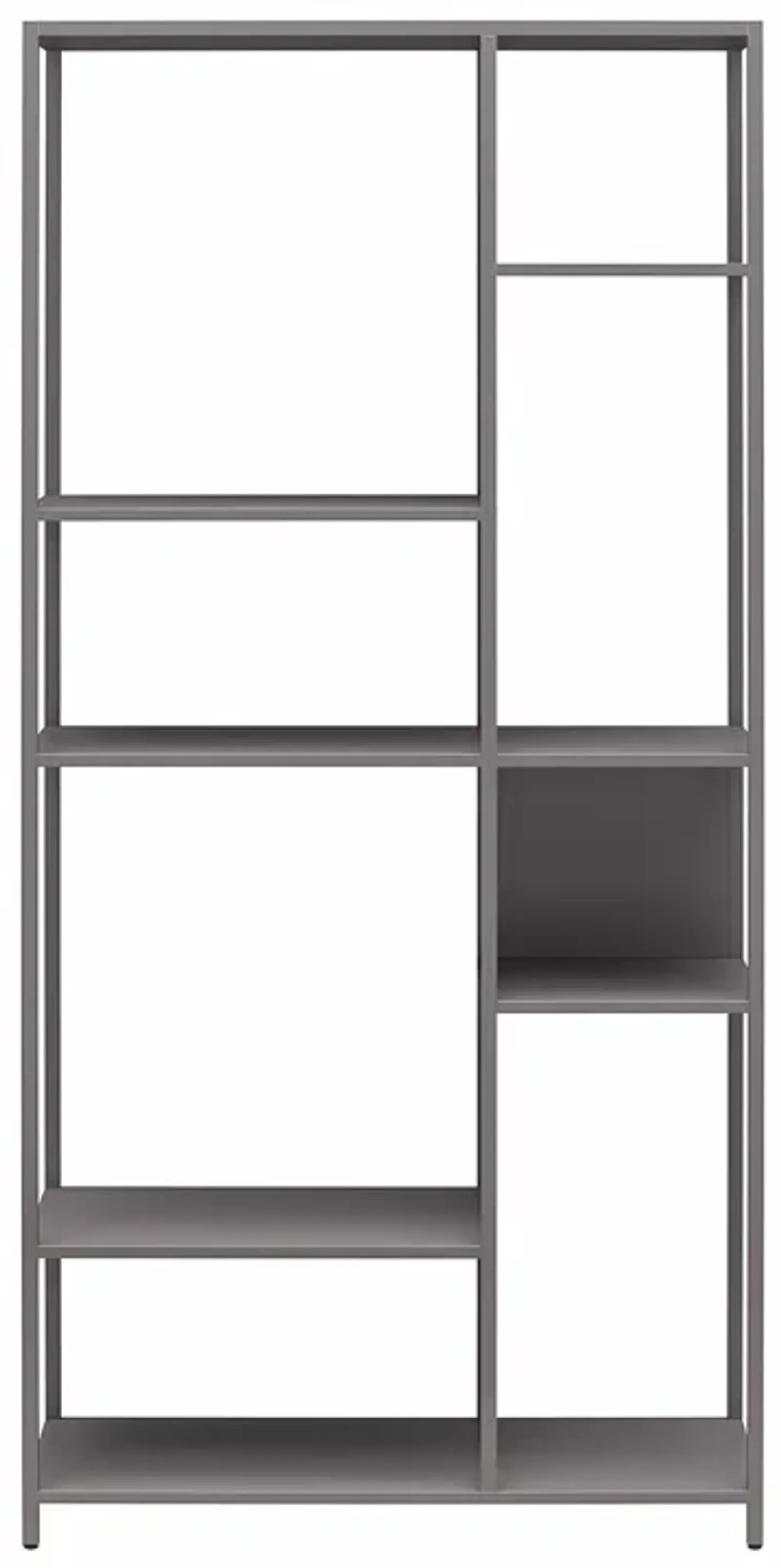 Shadwick Metal Bookcase with Six Variating-Sized Shelves