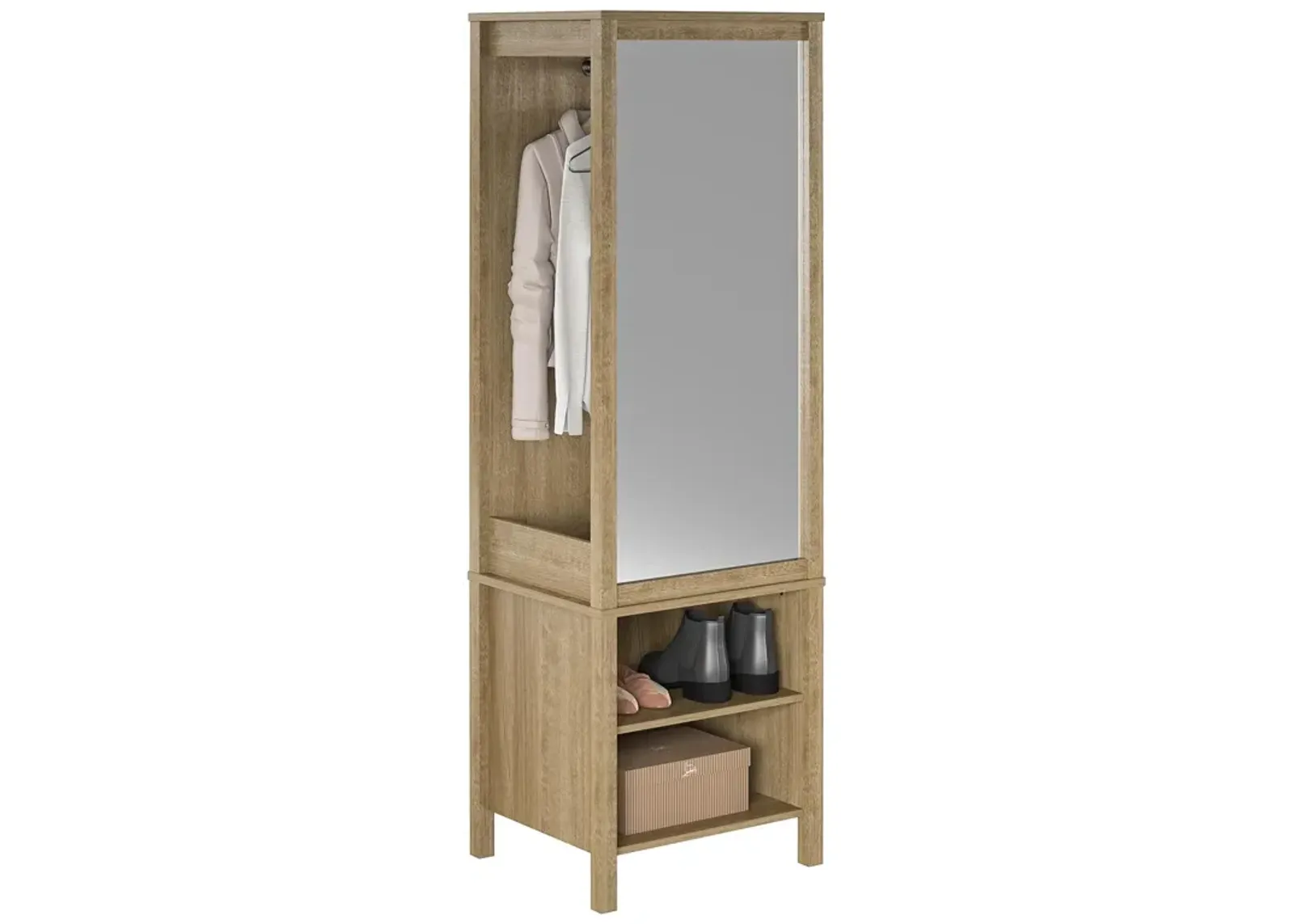 Amberly Wardrobe with Mirror, Clothing Bar and 3 Shelves