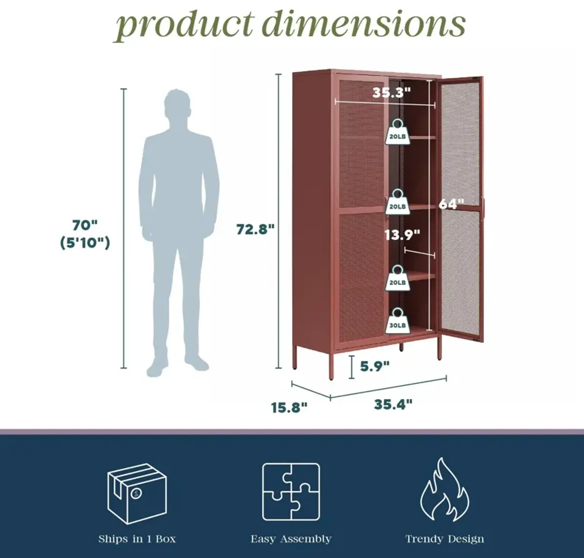 Channing Tall 2 Door Storage Cabinet-Mesh Metal Locker