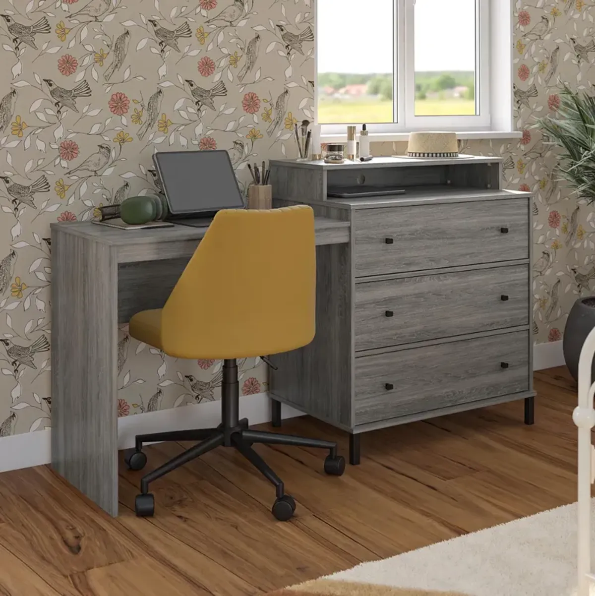 Kalissa Dresser Desk Combo with Wireless Charger