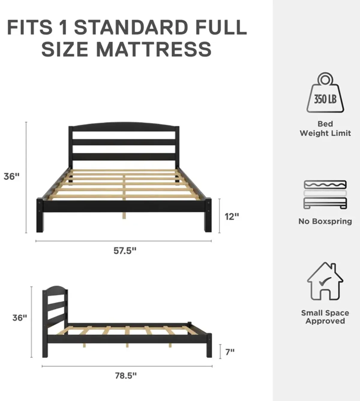 Braylon Wooden Bed Frame with Wood Slats