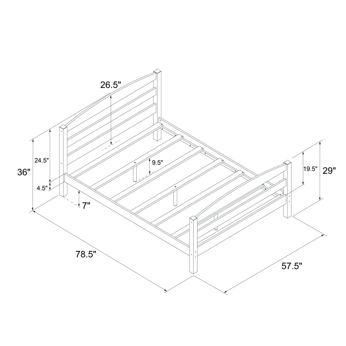 Braylon Wooden Bed Frame with Wood Slats