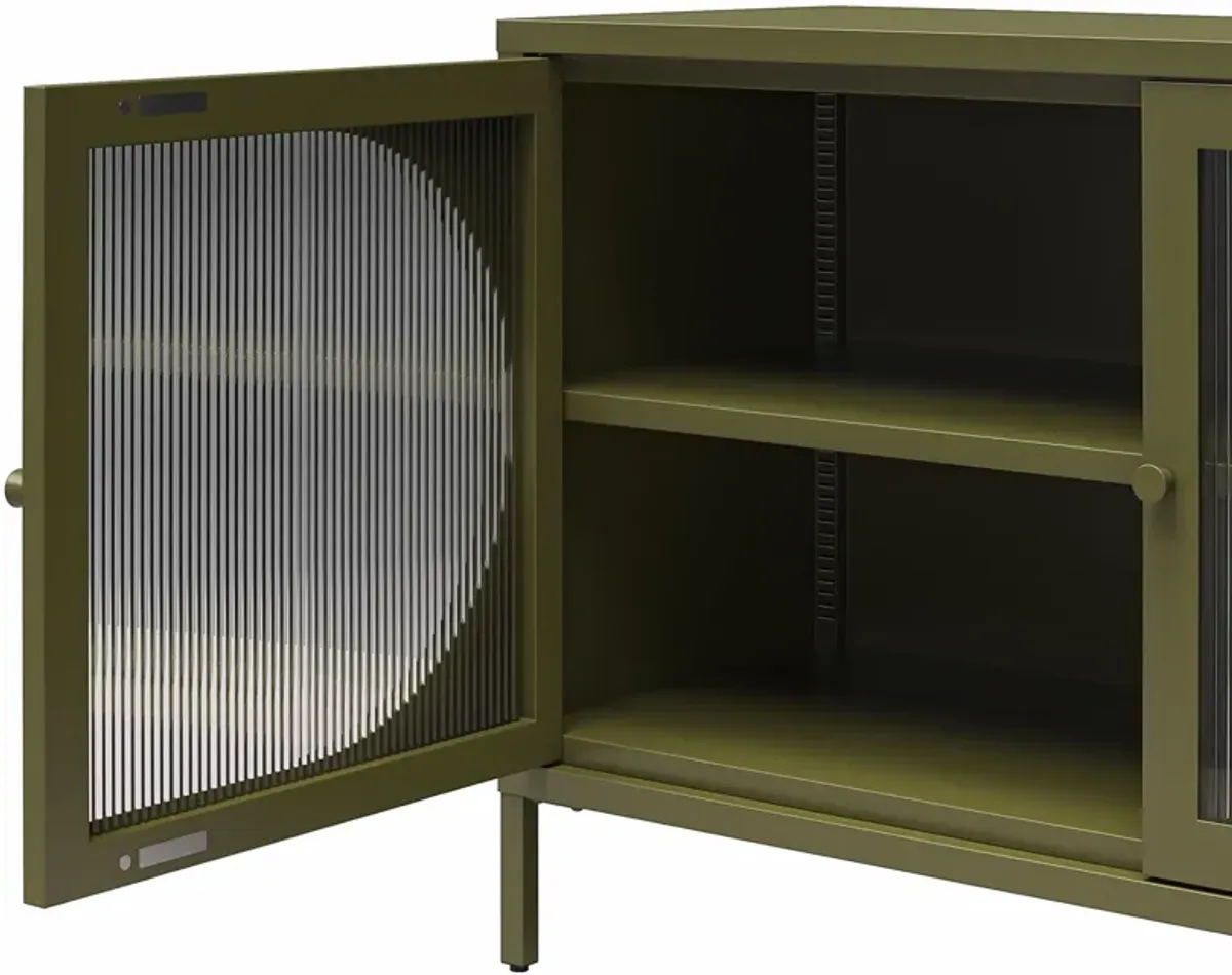 Luna Wide 2 Door Accent Cabinet with Fluted Glass