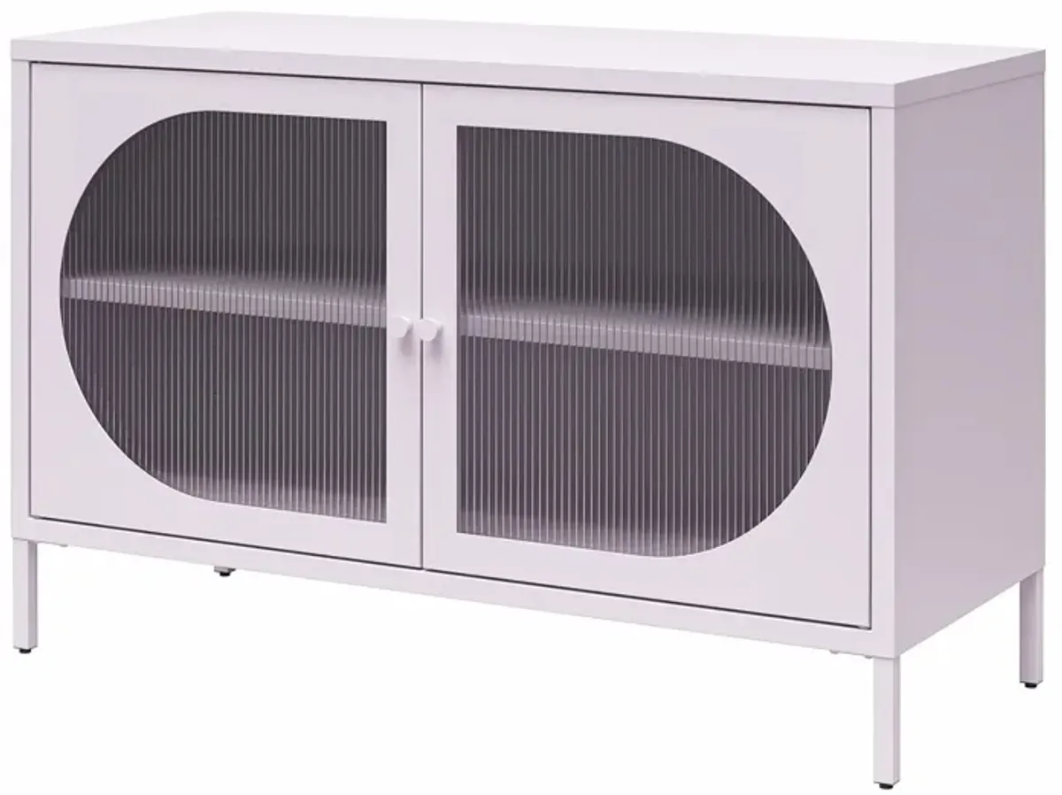 Luna Wide 2 Door Accent Cabinet with Fluted Glass