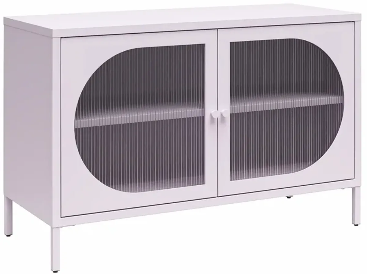 Luna Wide 2 Door Accent Cabinet with Fluted Glass