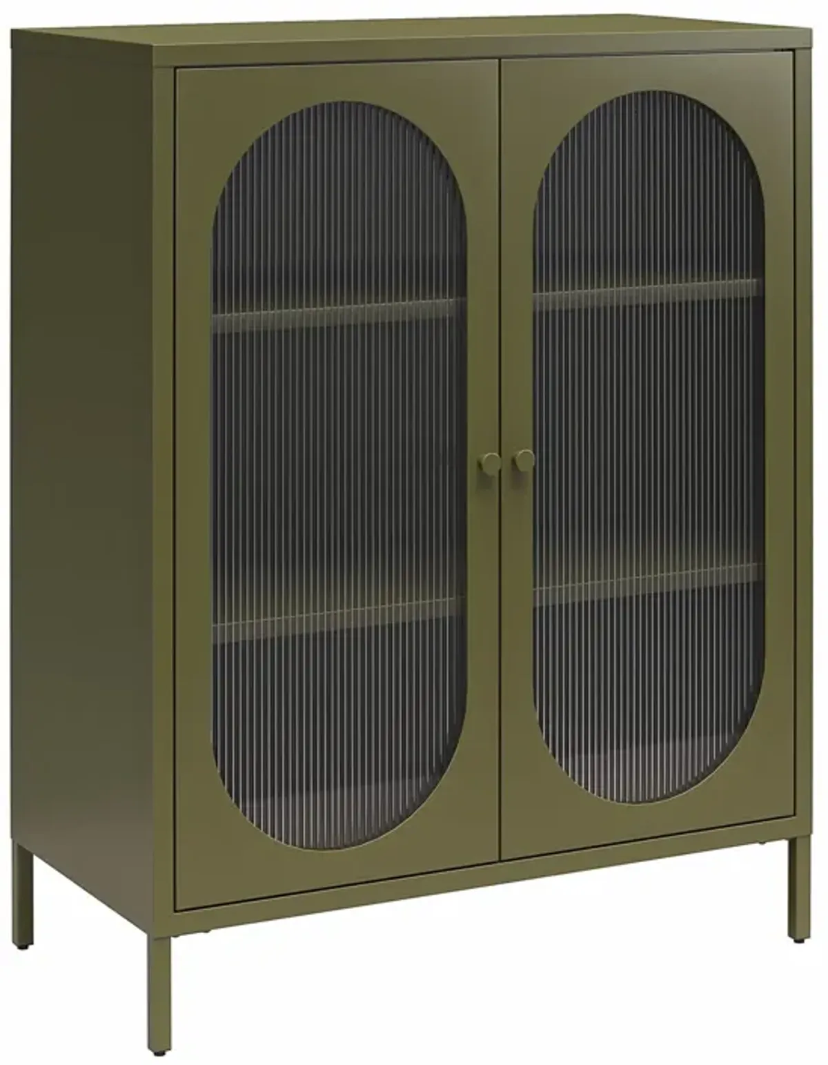 Luna Short 2 Door Accent Cabinet with Fluted Glass