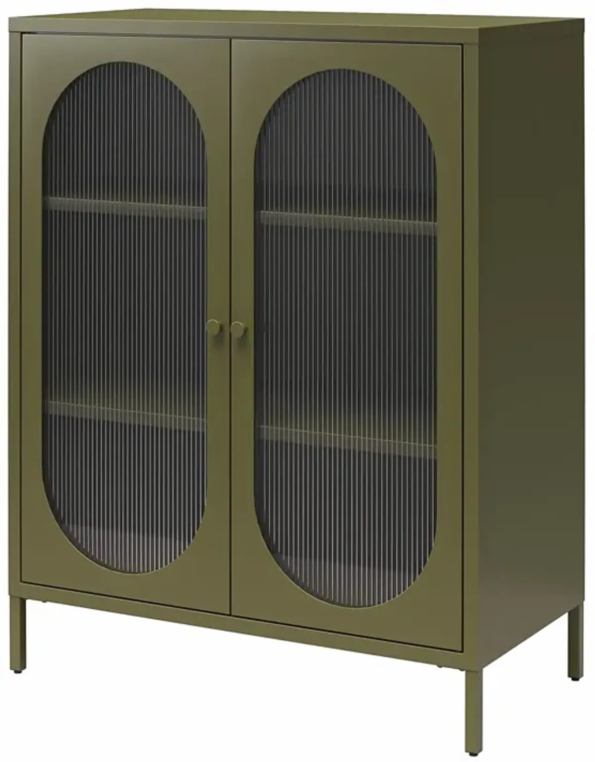 Luna Short 2 Door Accent Cabinet with Fluted Glass