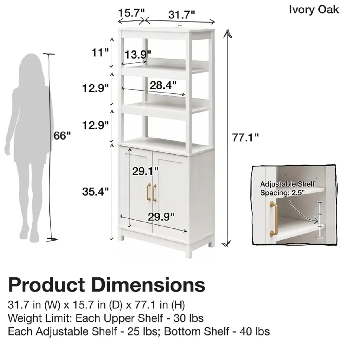 Tess 2 Door Bookcase with Modular Storage Options