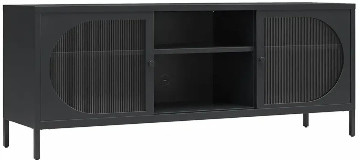 Luna Metal TV Stand with Fluted Glass for 65" TVs