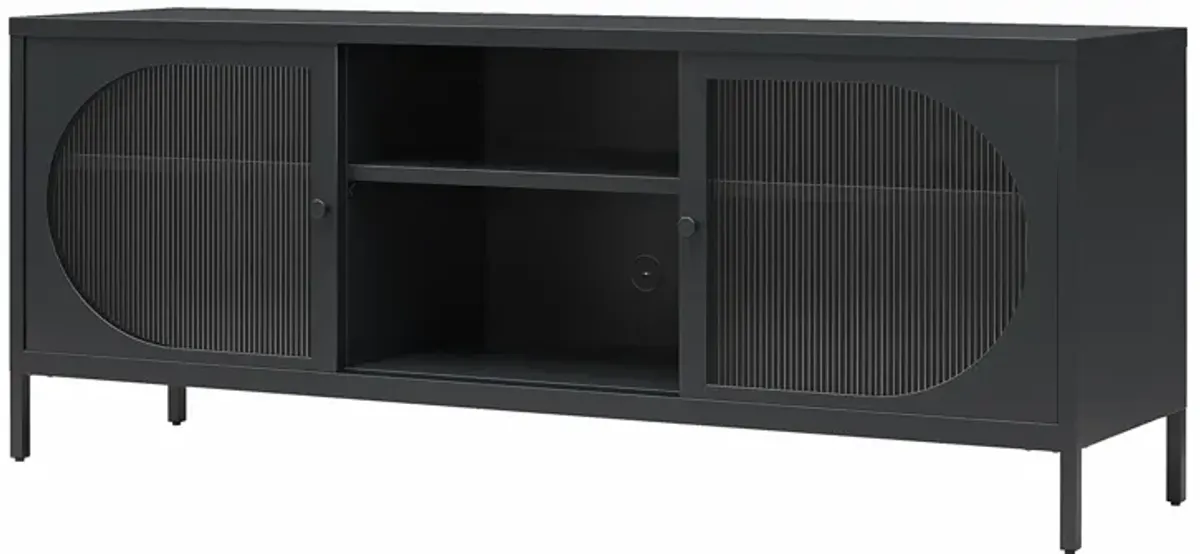 Luna Metal TV Stand with Fluted Glass for 65" TVs