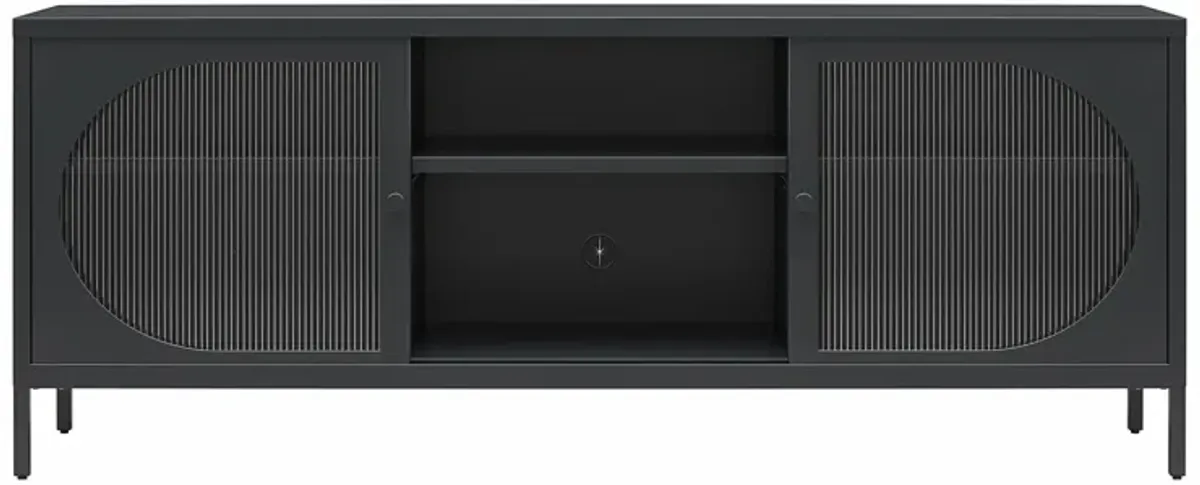 Luna Metal TV Stand with Fluted Glass for 65" TVs