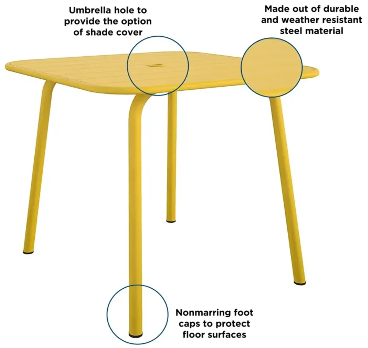 June Outdoor/Indoor Square Dining Table