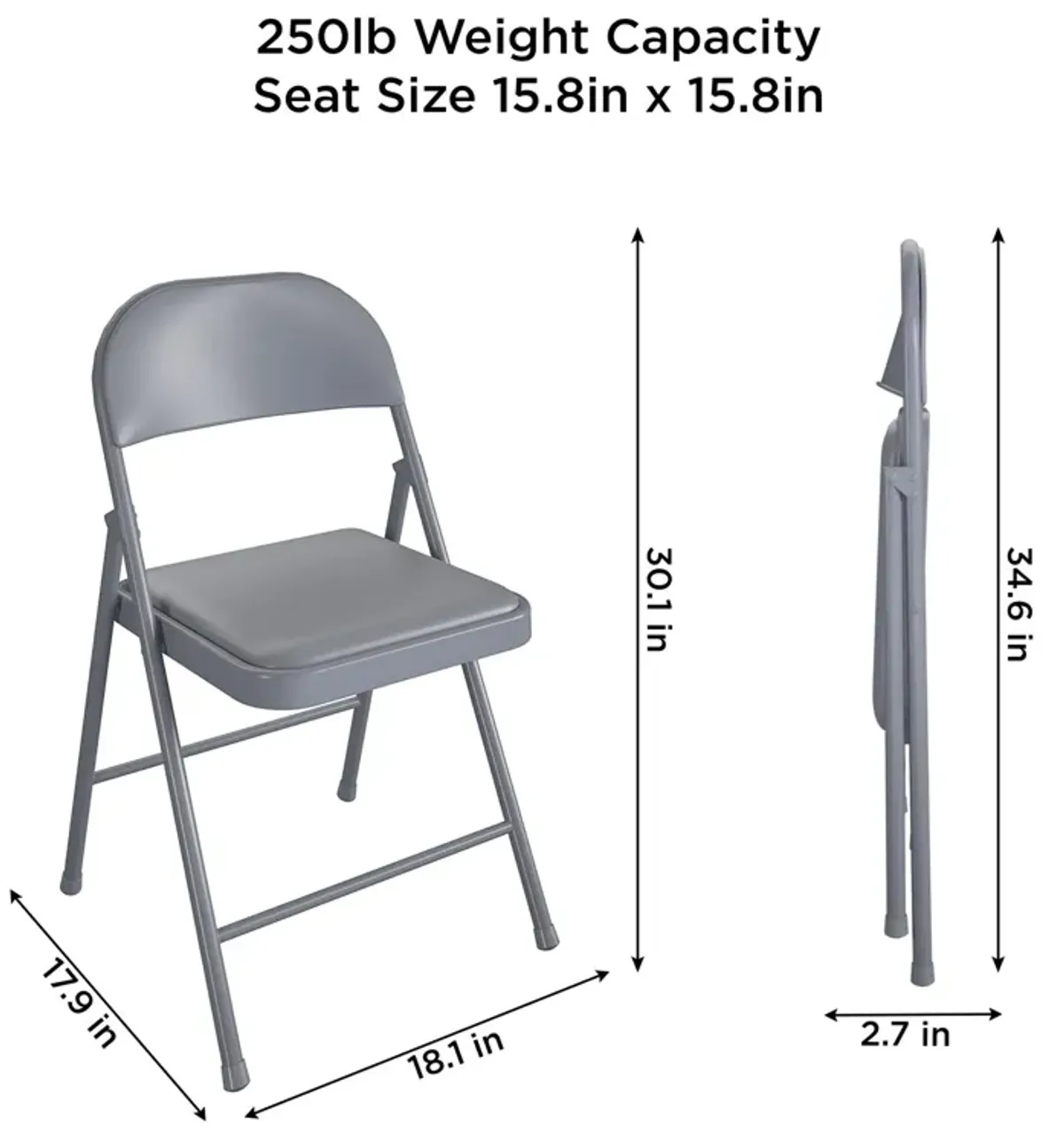 SmartFold Vinyl Folding Chair, 4-Pack