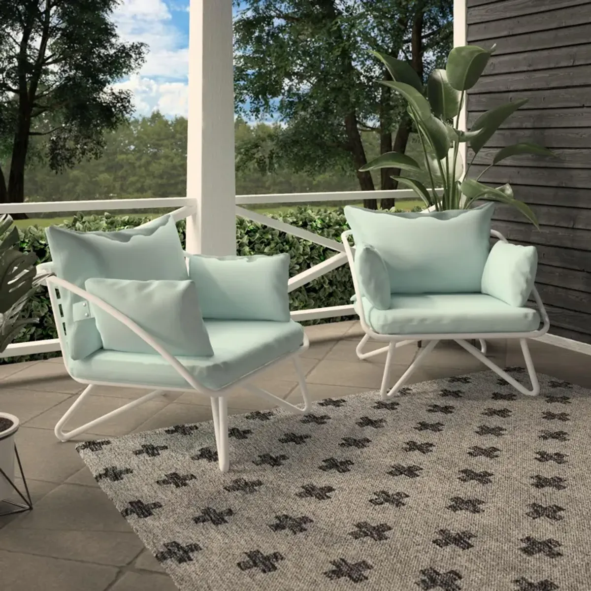 Teddi Outdoor Lounge Chairs, Set of 2