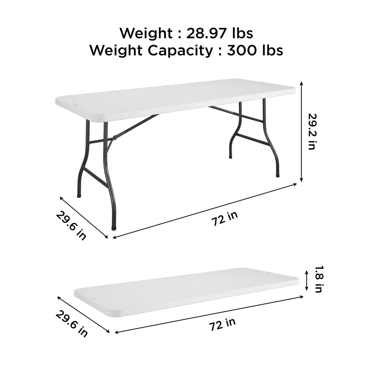 72-Inch Blow Molded Folding Table