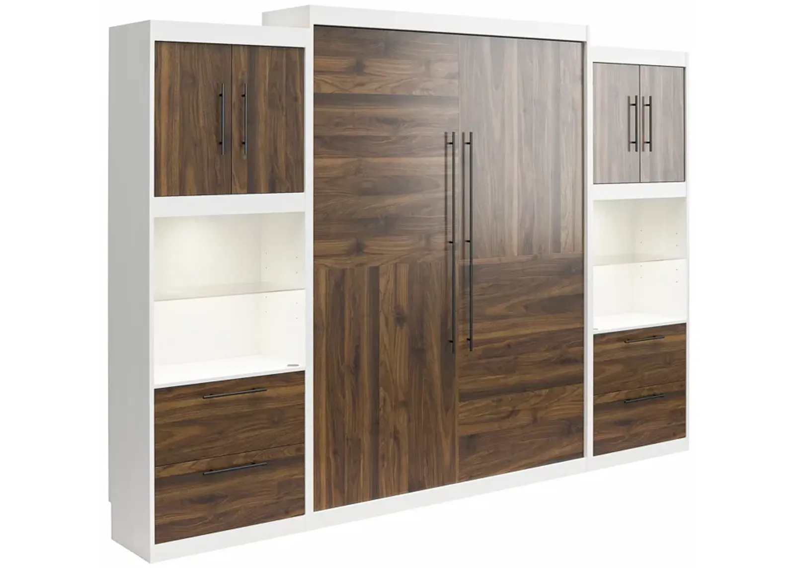 Pinnacle Murphy Bed with 2 Side Cabinets & Touch Sensor LED Lighting