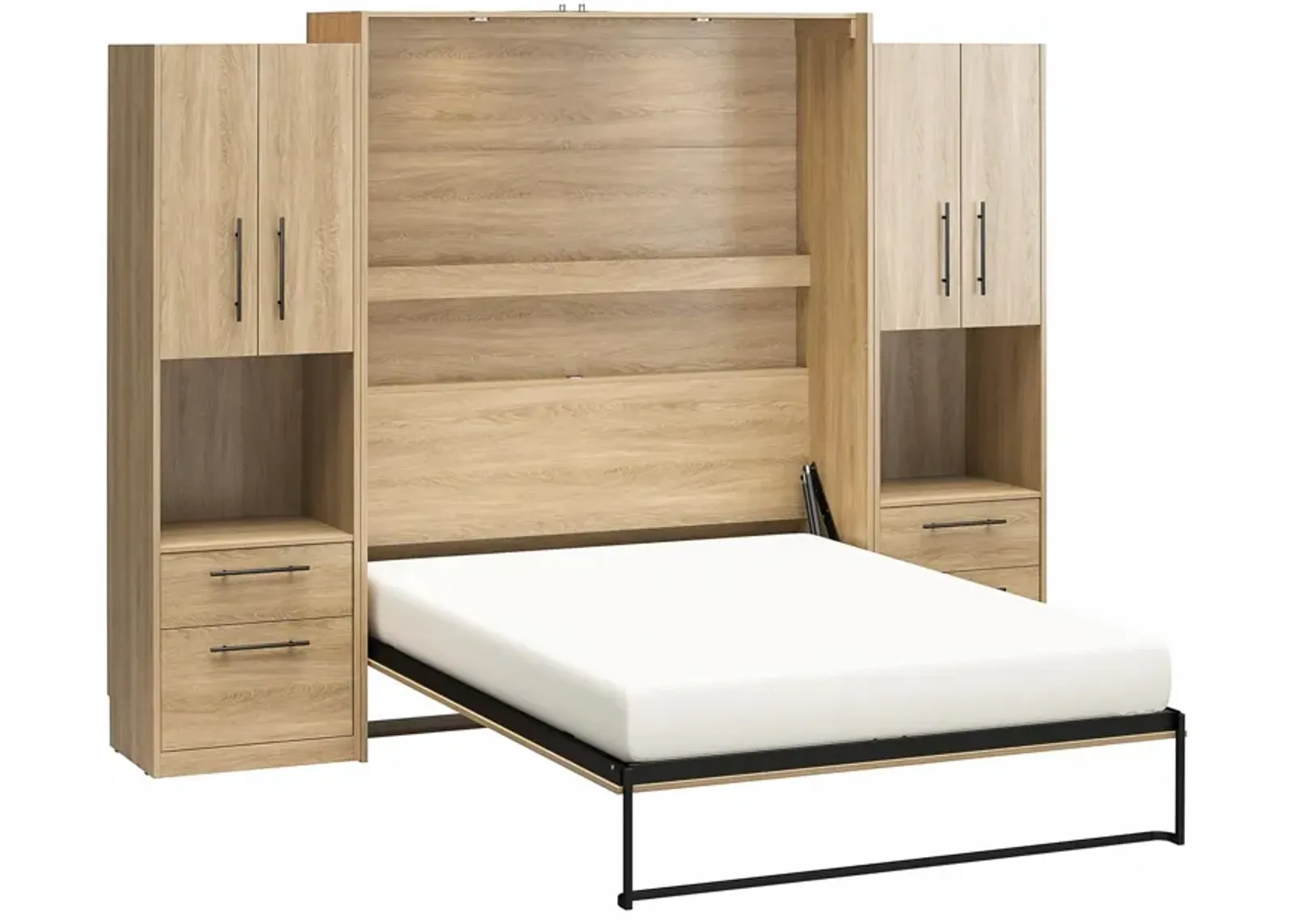 Holly Hills Murphy Bed with 2 Side Wardrobe Storage Cabinets