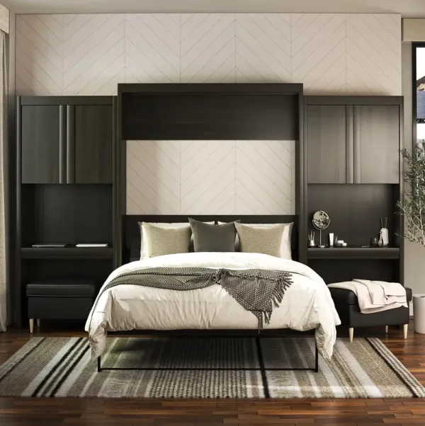 Paramount Murphy Bed with 2 Vanity/Desk Side Cabinets