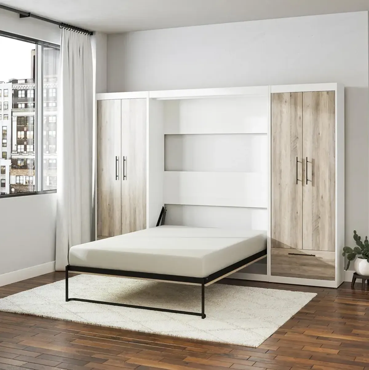 Pinnacle Full Wall Bed Bundle with 2 Wardrobe Side Cabinets