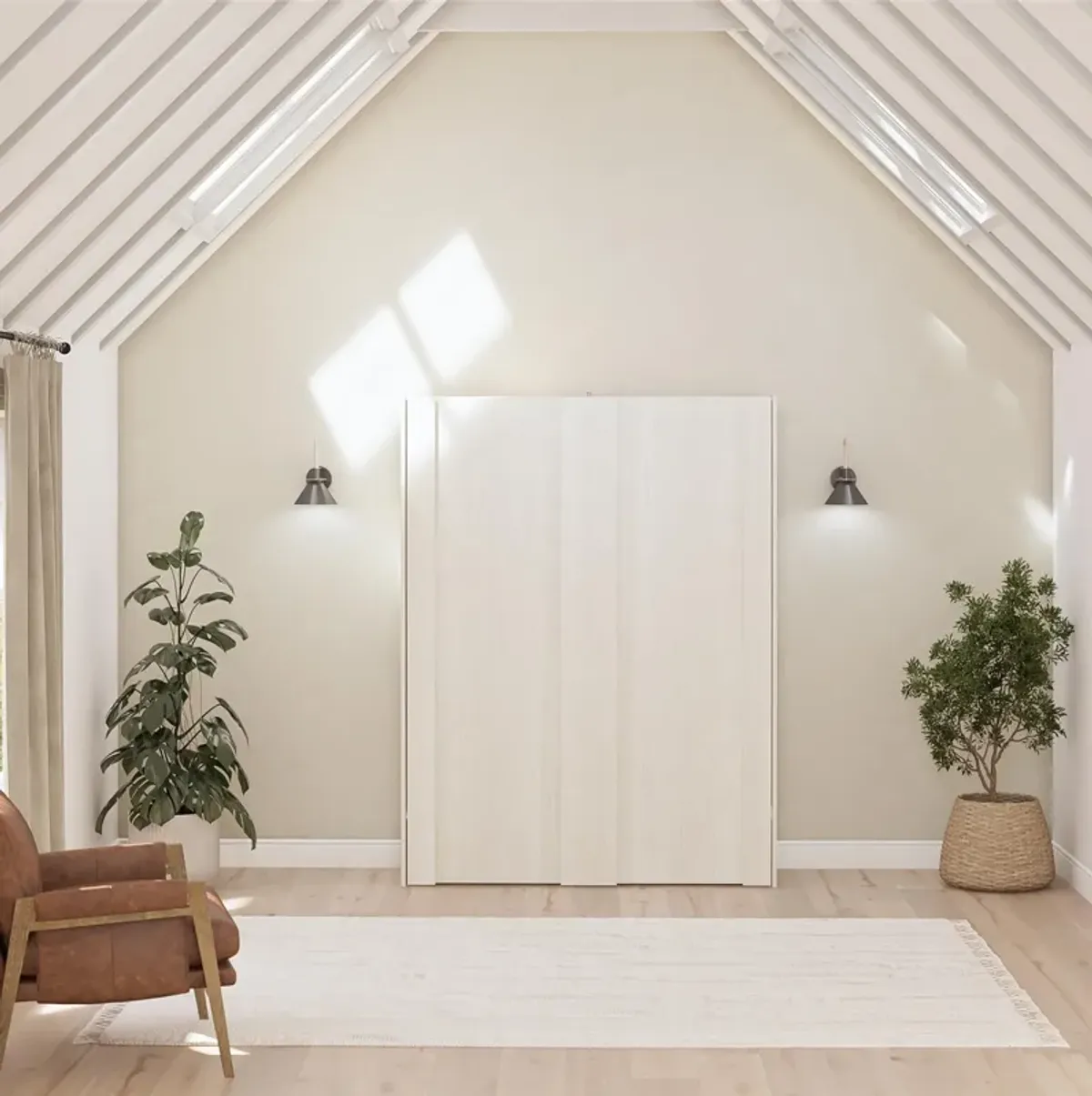 Greenwich Murphy Bed with Gallery Shelf and Touch Sensor LED Lighting