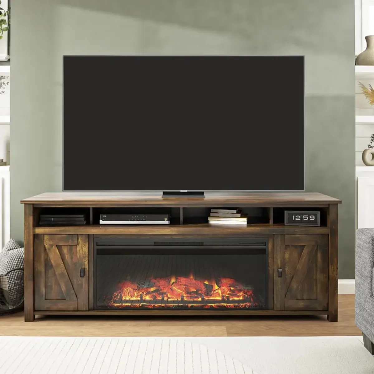 Farmington Electric Fireplace TV Console with Remote for TVs up to 85"