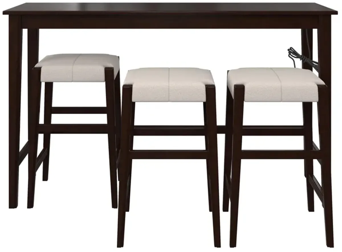 Dallon Sofa Table with 3 Stools and USB Charger