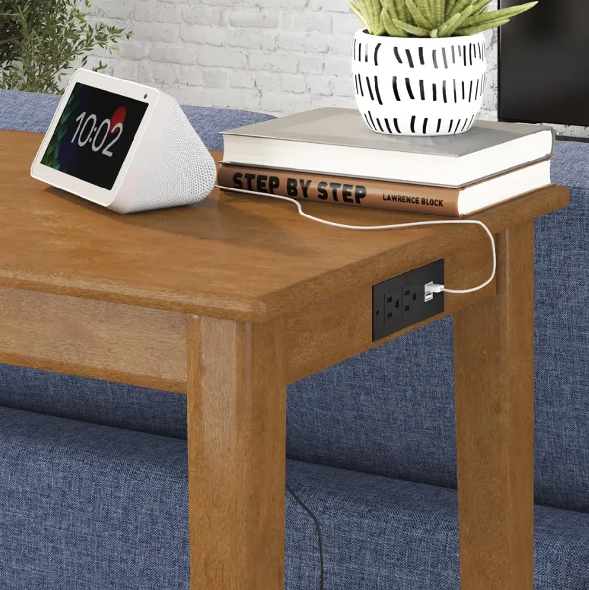 Dallon Sofa Table with 3 Stools and USB Charger