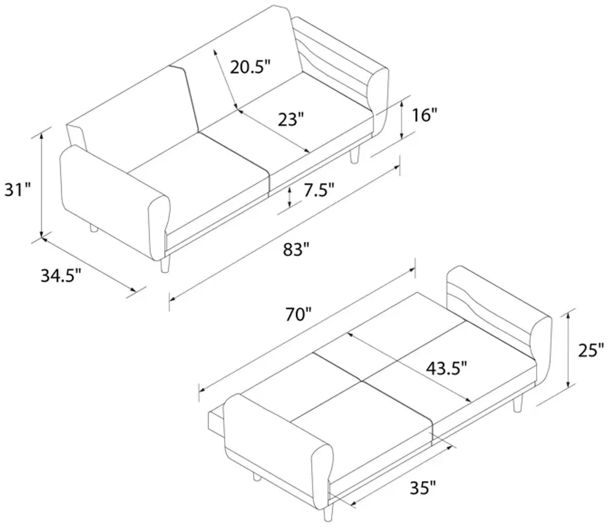 Daylen Mid-Century Futon Sofa Bed