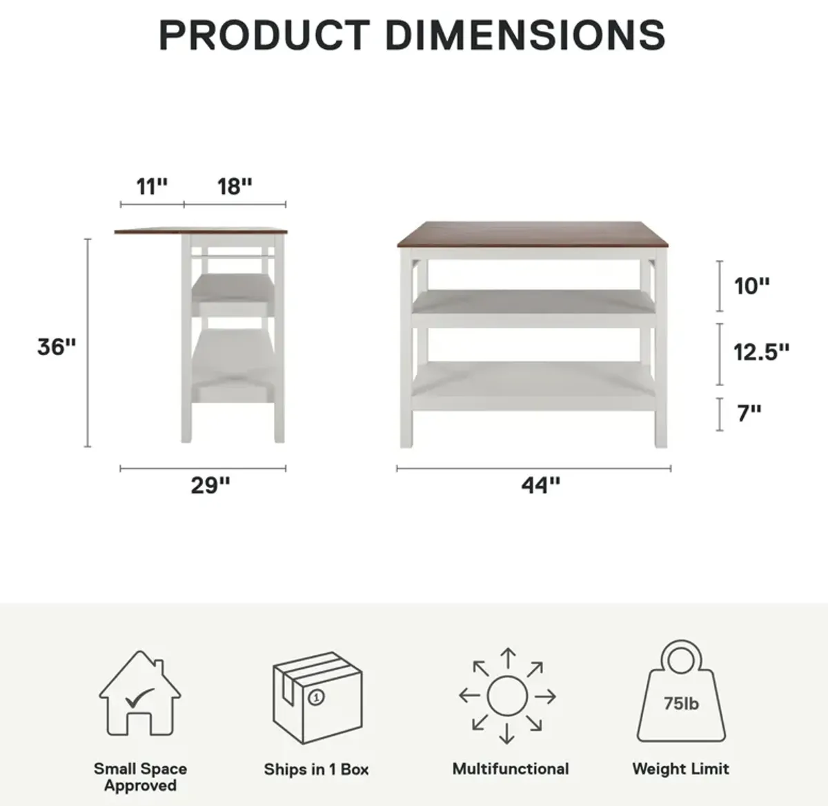 Tallen 60" Flip Kitchen Island Table