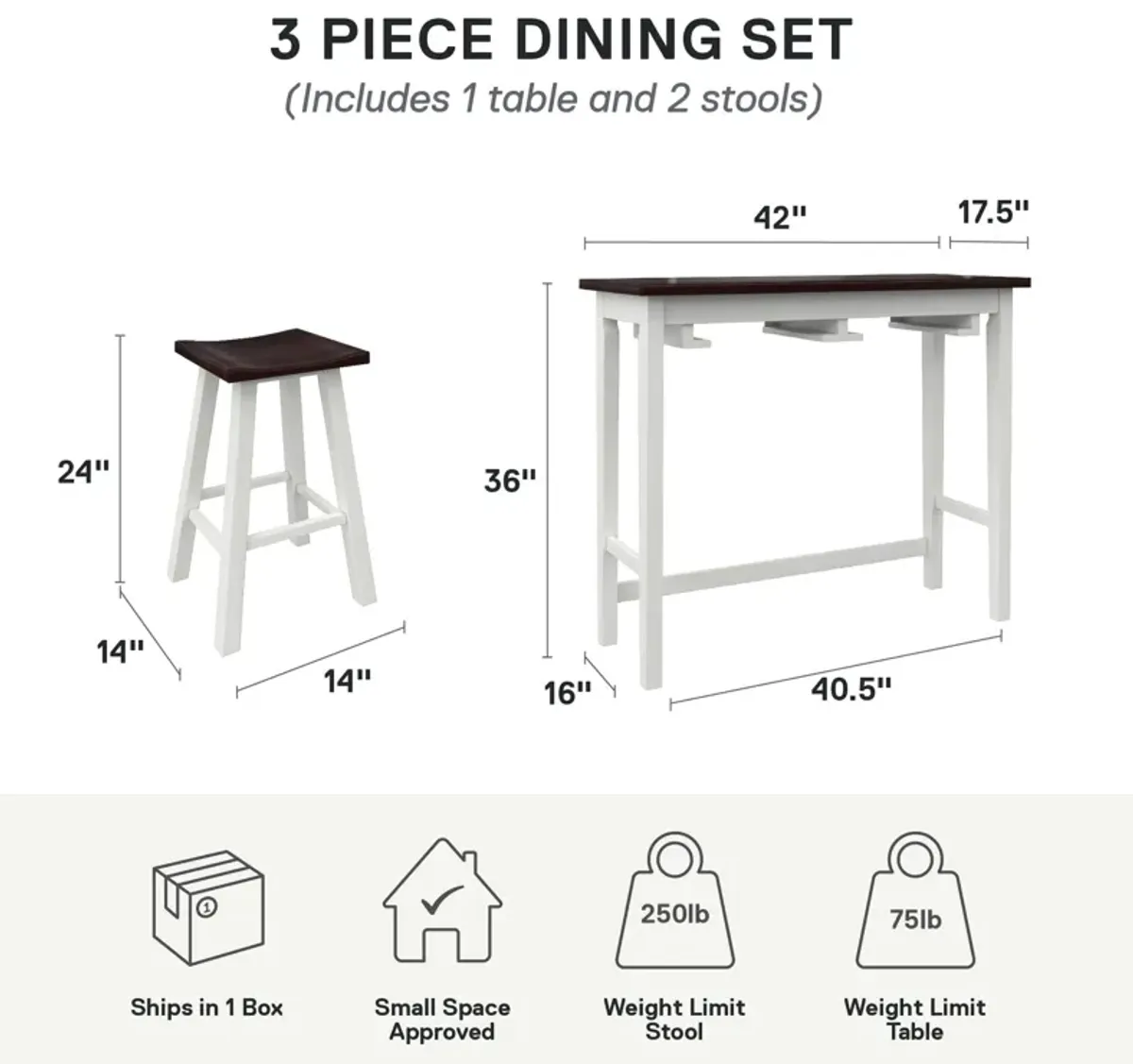 Bryna 3 Piece Hanging Counter Height Dining Stool Set