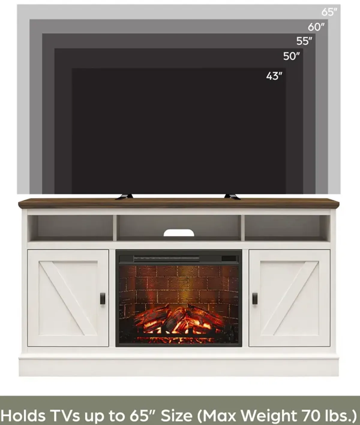 Ashton Lane Electric Fireplace TV Stand with Remote for TVs up to 65''