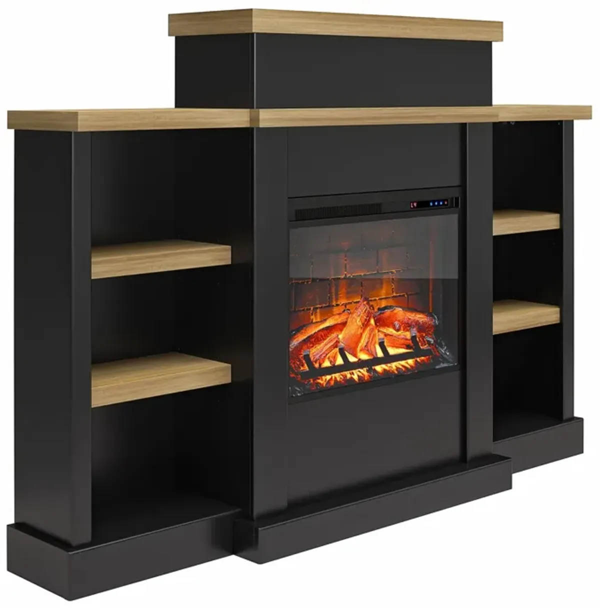 Gateswood Electric Fireplace with Mantel and Bookcase