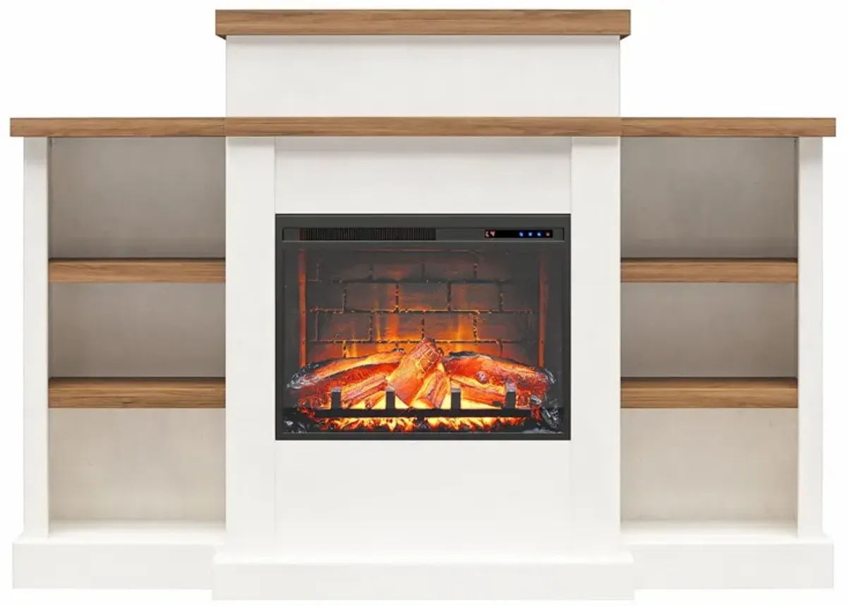 Gateswood Electric Fireplace with Mantel and Bookcase