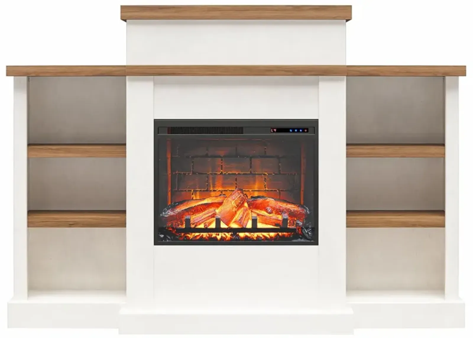 Gateswood Electric Fireplace with Mantel and Bookcase