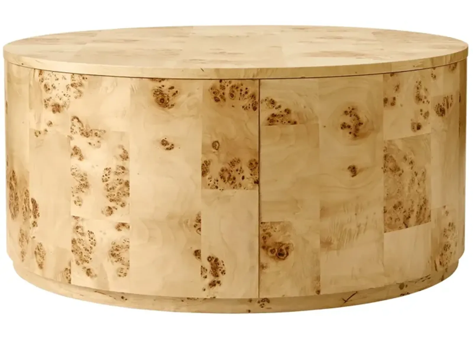 Burlwood Round Wood Veneer Coffee Table