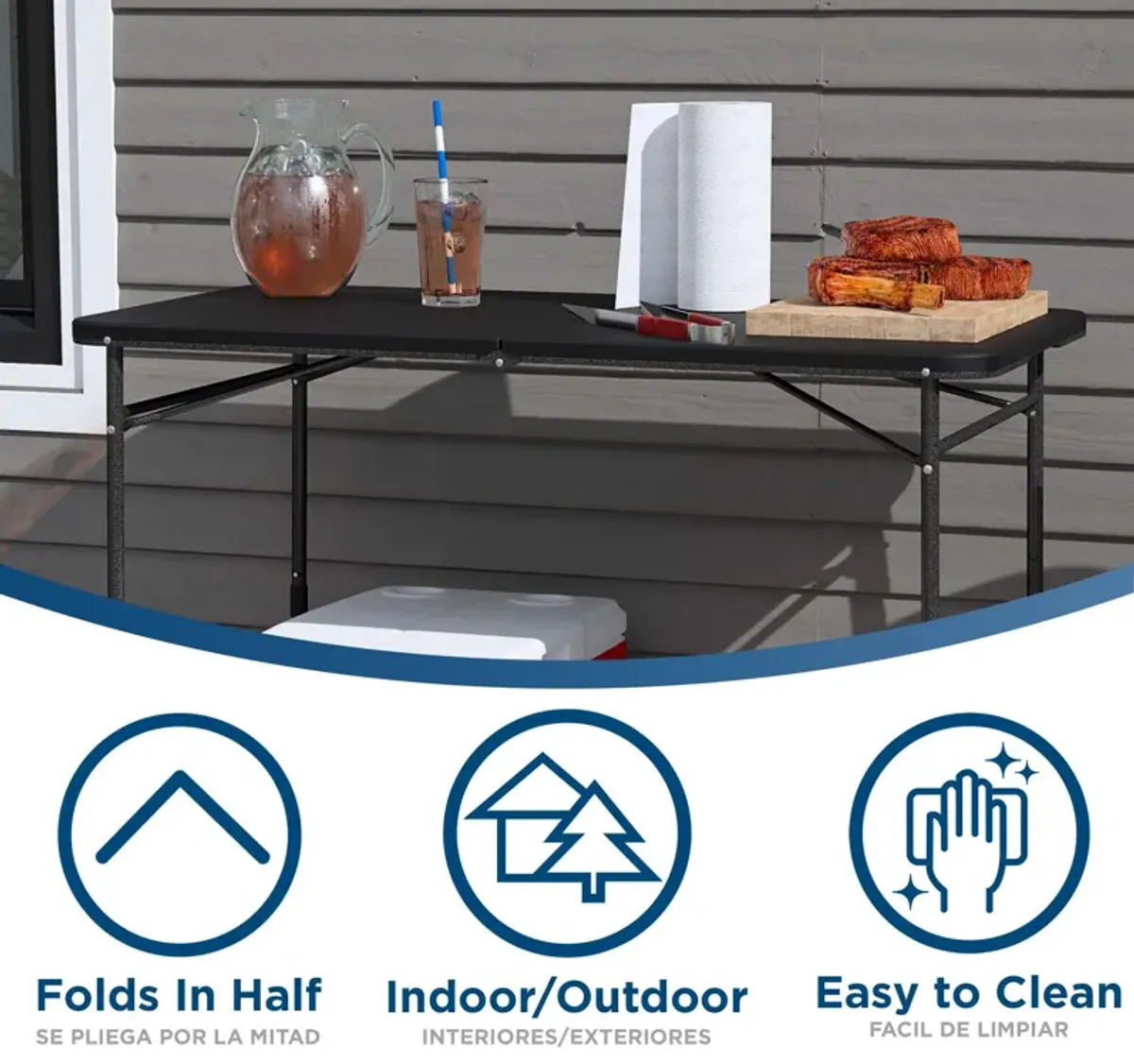 4 ft. Fold in Half Adjustable Height Indoor/Outdoor Utility Table