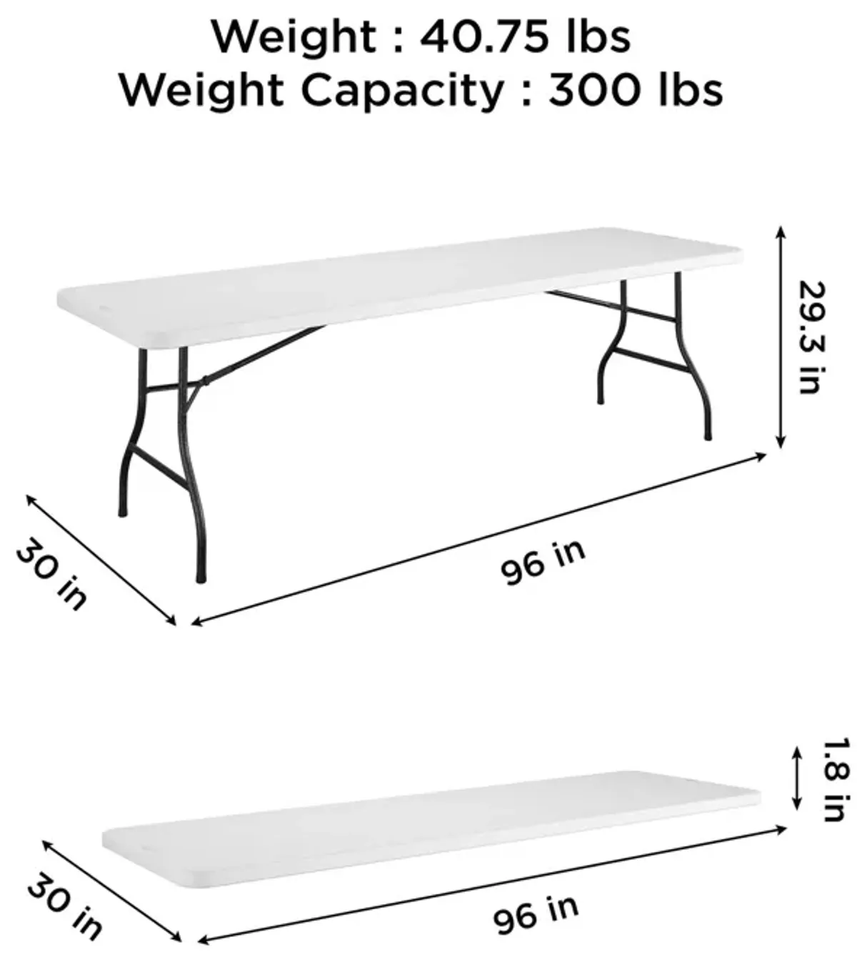 8' Resin Straight Table